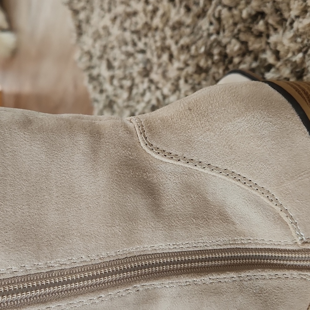 Beige Fringe Suede Boots - Picture 7 of 11